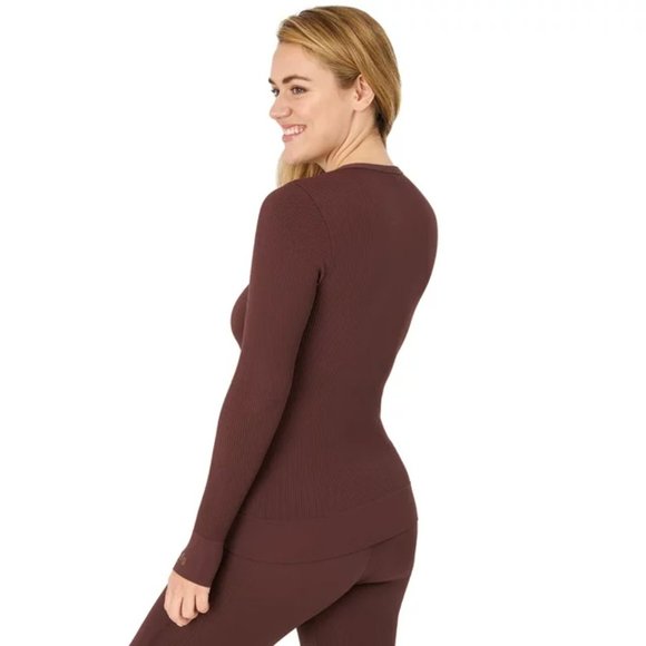 Kindly Yours Seamless Rib Scoop-Neck Thermal Top in Brown - Picture 8 of 9